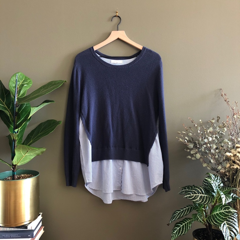 Treasure & Bond Navy Blue Layered Sweater